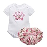Weixinbuy 赤ちゃん 女の子 ホワイト ロンパース ボディスーツ＋花柄ショートパンツ 2点セット 衣装 カラー: ホワイト