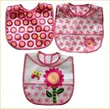 【３枚セットでこのお値段】アメリカ生まれのお食事スタイ　。EVA樹脂製、お食事エプロン　ベビー服、ベビー用品。 (お花柄)