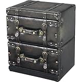 アンティーク調チェスト タンス 【 Traver Furniture 】 2段 木製 ( 杉 ) 合成皮革 IW-872