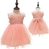 ドレス ベビー 女の子 ピンク ホワイト レース リボン セレモニー ワンピース 結婚式 70 80 90 dress-004 (18M, ピンク)