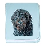 CafePress – ブラックLabradoodle Pokey – スーパーソフトベビー毛布、新生児おくるみ ブルー 064725341625CD2