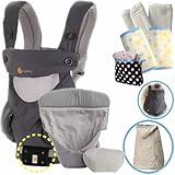 エルゴベビー抱っこ紐 (ベルト付）防寒セット（360スリー・シックスティ・カーボングレー）インサート3III 【日本正規品2年間保証-SG認定】(マルチプルカバー＋よだれパッド+収納ポーチ）CREGB