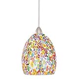 WAC Lighting MP-515-MF/BN Fiore 1-Light 12V MonoPoint Pendant with Millefiore Shade and Brushed Nick