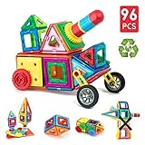 Children Hub 磁石ブロック マグネットおもちゃ 立体パズル 磁石ピース（96ピースセット）カラフル 想像力・創造力を育てるキッズ玩具 子供用 積み木 おもちゃ DIY知育玩具