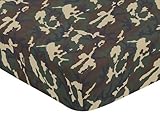 Green Camo Fitted Crib Sheet for Baby and Toddler Bedding Sets by Sweet Jojo Designs - Camo Print [並