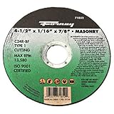 Forney 71852 Cut-Off Wheel with 7/8-Inch Arbor, Masonry Type 1, C24R-BF, 4-1/2-Inch-by-1/16-Inch by 