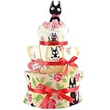 おむつケーキ ジジ 魔女の宅急便 ジブリ 3段 出産祝い ベビーギフト タオル ガラガラ スタイ ぬいぐるみ jiji7