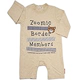 2016年 秋冬 ZOOMIC ズーミック 布帛ボーダー カバーオール ロンパース 杢ベージュ◇80cm