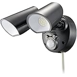 オーム電機 monban LEDセンサーライト 屋外用 人感センサー 自動点灯 2000ルーメン 2灯 LS-AS2000K4-K 06-4288 OHM ブラック