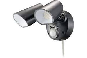 オーム電機 monban LEDセンサーライト 屋外用 人感センサー 自動点灯 2000ルーメン 2灯 LS-AS2000K4-K 06-4288 OHM ブラック