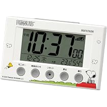Amazon.co.jp: リズム(RHYTHM) スヌーピー 目覚まし時計 デジタル 電波 