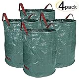 Hengu ガーデンバッグ　ガーデンバケツ　収草袋　集草バッグ　収穫バッグ 自立式 折り畳み 園芸用　4個 グリーン