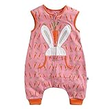 (Ginty) 新生児　スリーパー キッズ寝袋 布団 可愛い動物柄 星柄 ジッパーオープン型 ベビースリーパー プレゼント 出産祝い (M, ウサギ柄)