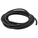 uxcell　コルゲートチューブ　保護的　耐熱　スリーブ　8mmx10mmx5.4m　ブラック