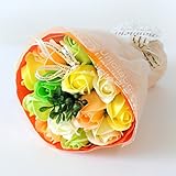 フラワーマーケット花由 ソープフラワー アロマローズブーケ イエローグリーン 花束