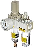 PneumaticPlus SAU2010M-N02DG Mini Two-Unit Compressed Air Filter Regulator Lubricator Piggyback Comb