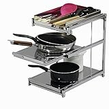 川口工器 かさばる器物収納に便利！ ステンレス棚 シンク下 スライドラック (幅30 3段) 18253