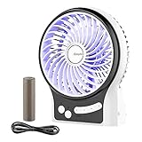 EasyAcc 携帯扇風機 卓上扇風機 USB扇風機 2600mAhバッテリー LEDライト ナイトライト 8.6時間無線稼働 携帯扇風機