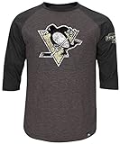 Pittsburgh Penguins NHL Boys Majestic 3 / 4スリーブラグランシャツチャコールユースサイズ M