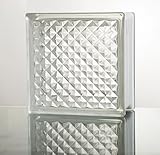 ガラスブロック ◆◆◆デザイン豊富22種類◆◆◆（クリアシリーズ） 190mm角×80mm厚 (1個（サンプル）, Lattice)