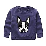 幼児赤ちゃん男の子女の子プルオーバースウェットシャツカット犬コットンセーター カラー: ブルー