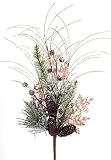 6個パック人工Frosted Snowy Pine , Maple Leaf and Pine ConeクリスマスSprays 26.5 "