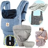 エルゴベビー 抱っこ紐 (ベルト付） オリジナル/ヴィンテージブルー・インサート3III+防寒セット 【正規品2年間保証-SG認定】 +防寒ケープ＆よだれパッド