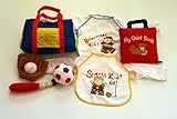 布絵本　布のおもちゃ　スタイ　MY QUIET BOOK/マイスポーツバッグ/ お食事長袖エプロン2枚セット プレイ/ラーンギフトセット 3種類組み 知育