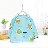 美来Kids ベビーエプロン 長袖 防水エプロン スモック 食事用 お絵かき用 泥遊び用 m-ap006 (カエル)