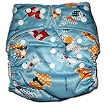 Bamboo Pocket Snaps Cloth Diaper/ Nappy - OS - PUPPY PRINT (Includes 2 Inserts) by BubuBibi [並行輸入品]