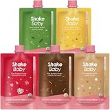 [シェイクベビー] Shakebaby スパウトポーチダイエットプロテインパウダー(スターター)5個セット/ Diet Formula (いちご+チョコ+抹茶+穀物+スウィートコーン)/ 食事代用/持ち運びやすいダイエットシェイクポーチ 40g x 5パックセット