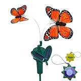 HQRP庭の花の植物のためのツインオレンジソーラーフライングなびくモナーク蝶パワード+ HQRP UVメーター
