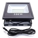 LED投光器 100W 薄型 ブラック 防水加工 LEDチップ 3mコード付き 広角120度 ledライト 看板灯 作業灯 駐車場灯 ナイター 屋内 照明 屋外 人気 電球色