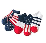 （ AngelKids ） ショート丈 靴下 キッズ 子供 国旗柄 模様 5足セット アメリカン フランス イギリス ヨーロッパ ボーダー (19-22㎝) …