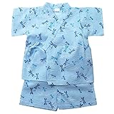 盛夏 甚平(ジンベイ) 【日本製】リップルプリントとんぼ柄甚平スーツ 90cm/サックスブルー NO.OG-1602