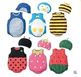 ベビー赤ちゃん　新生児連体服+帽子セット カバーオール E (80cm-90cm-95cm)各一つサイズ一枚ずつセット 【3点】