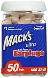イヤープラグ（耳栓）Mack's ウルトラ ソフト フォーム  遮音性の高い耳栓 バリューパック ５０ペア　ベージュ [並行輸入品]