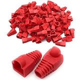 A-CRAFT 100個セット RJ45 LANケーブル コネクタ カバー (レッド100個)