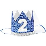 男の子バースデークラウン　ベビー王冠　赤ちゃん キッズ可愛いプリンセスクラウン ゴムバンド　2歳シール付け　記念写真 撮影 誕生日プレゼント セレモニー 結婚式　お宮参り 退院 ブルー