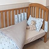 Minene Blue Cot Bedding Bale Set Quilt Cover fitted sheet Pillow Case Grey Star Print by Minene