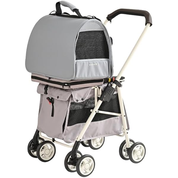 ❤3輪で小回り抜群❣高さがあり空間広々で開放感抜群♪❤安全装置付☆ペットカート Amazon | ジェックス わんわんカート スマートハンディ Safty デニム柄