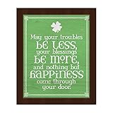 May Your Troubles Be Lessはあなたより、幸福、Blessingsドア – Erin Inホワイトonグリーンwoodgrain-pattern壁アートプリント 8x10 CEL