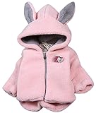 (ラボーグ)La Vogue ふわふわ ベビー服 厚手 防寒 綿服 中綿 ジャケット キッズ 子供 アウター コート 兎耳 フード付き かわいい 長袖 女の子 通園 ピンク 110