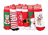 (リアルスタイル)Real Style キッズ 子供 靴下 ソックス クリスマス　サンタクロース　クマ　ジュニア　6足 セット ベビー 幼児用 キッズ クルー丈 カラフル 女の子 男の子　厚め