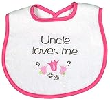 Raindrops Uncle Loves Me Embroidered Bib, Strawberry/Hot Pink by Raindrops