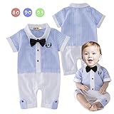 S'M(エスエム)　男児ベビー服フォーマルロンパース男の子タキシード風　カバーオールベビーフォーマル　カバーオール折り襟　半袖　薄手　ボーイズロンパース　蝶結び　ブルー紳士風洋服　夏のイベント　 (8