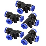 uxcell クイック継手 8mm直径 空気圧 3ウェイ コネクタ チューブ 気流 リリース 5個入り