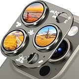 ネズミの耳 カメラフィルム iPhone 15Pro/15Pro Max 用 カメラカバー レンズ保護 【アルミ合金一体感】強化ガラス 9H 耐衝撃 黒縁 露出オーバー防止 15プロ・15 プロ マックス 用 カメラ保護カバー 粘着性強い 貼りやすい (チタニウム)