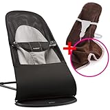 【今治タオルブランケットセットBR】babybjorn(ベビービョルン) バウンサー バランス ソフト メッシュ ブラック （バウンサーソフトタオルカバー ブラウンチェック）