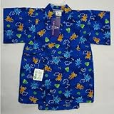 お子様甚平 綿リップル ブルーカブトムシ 90サイズ 男の子用 子供甚平 日本製
